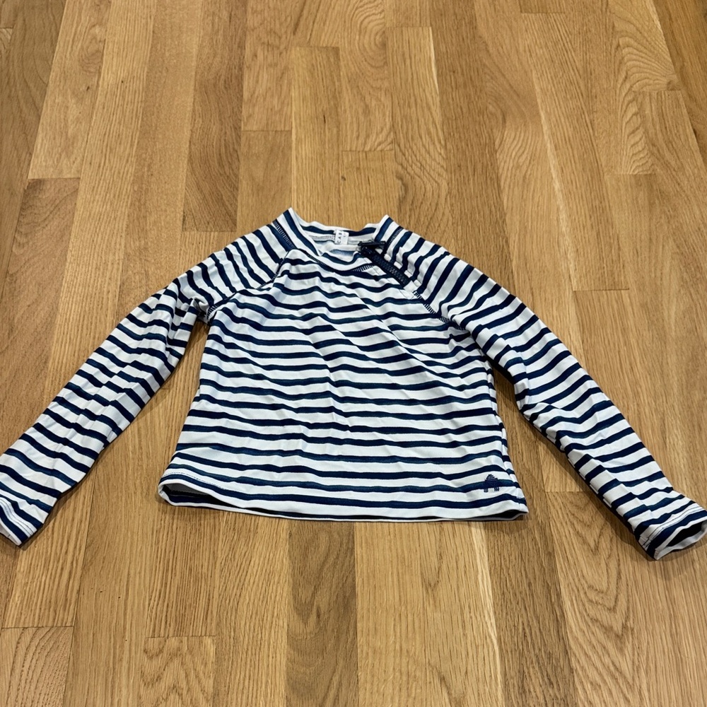 Cabana Life Blue and White Striped Long Sleeve Tee